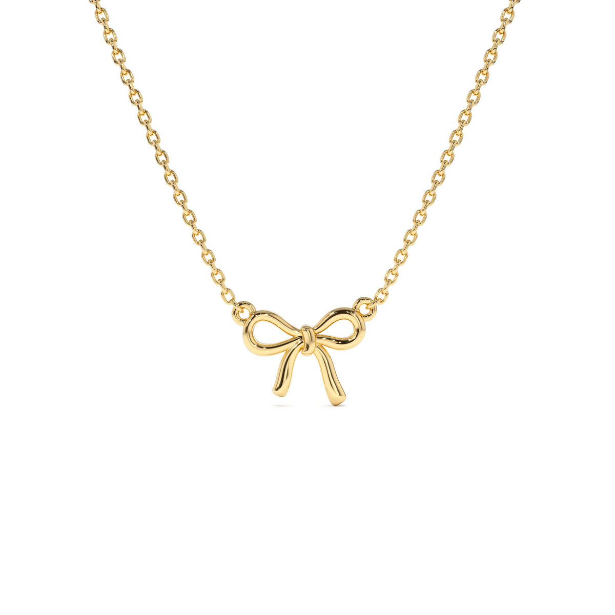 Plain Gold Ribbon Necklace in 14K Gold — view 1