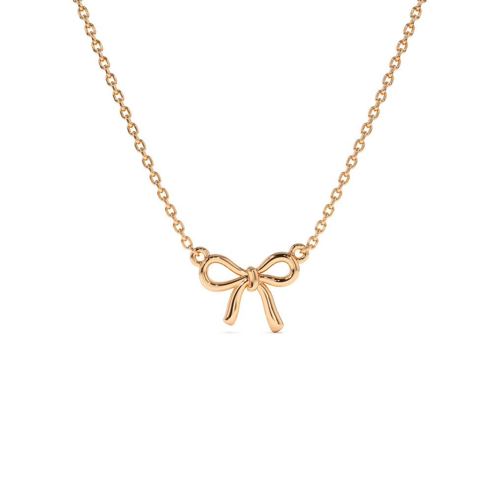 Plain Gold Ribbon Necklace in 14K Gold — view 3