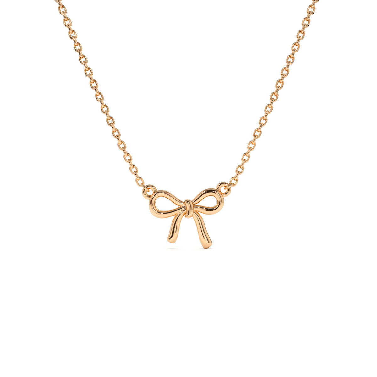 Plain Gold Ribbon Necklace in 14K Gold — view 3