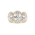 3.35 CTW Three Stone Halo Oval Lab-Grown Engagement Ring — view 1