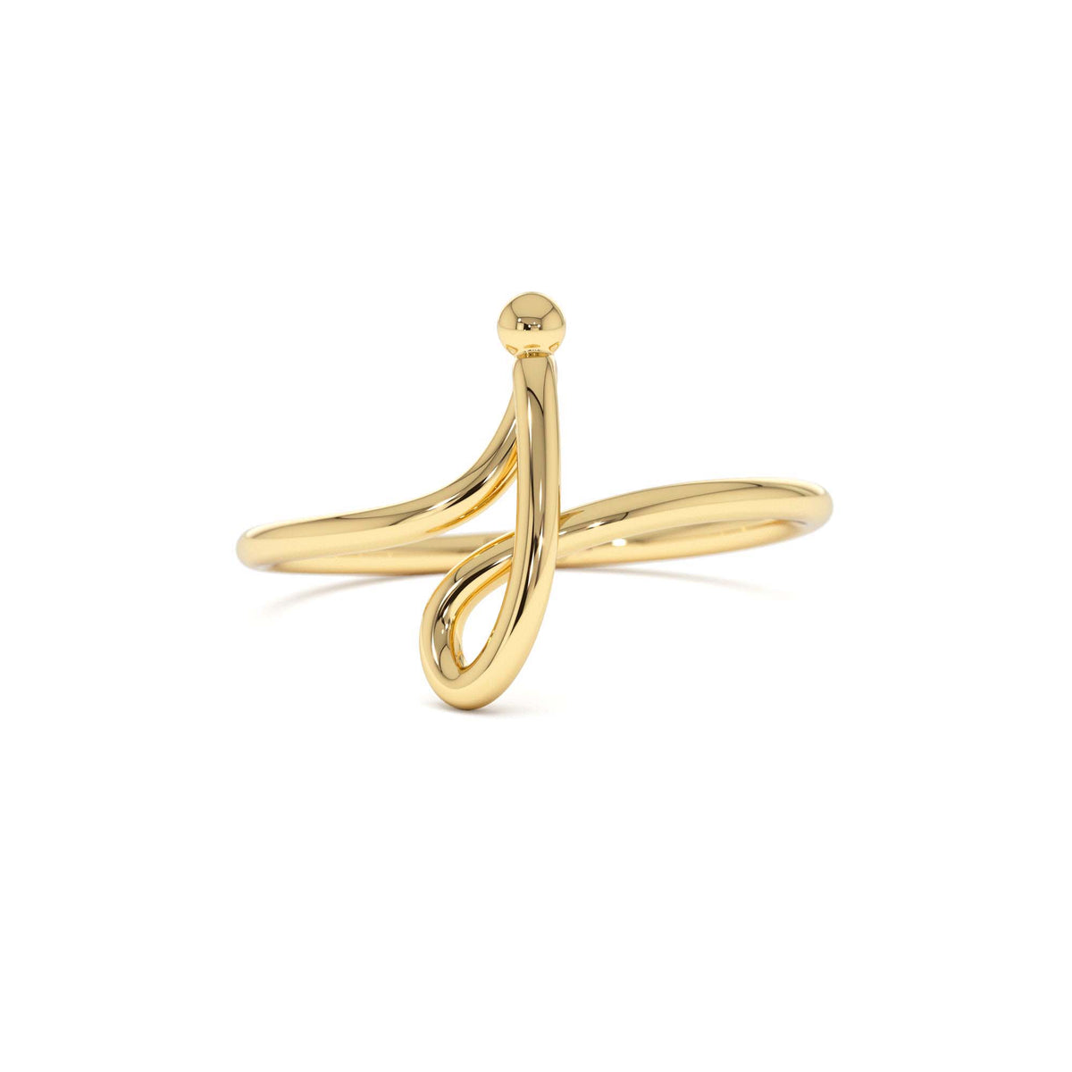 Minimalist Wire Letter Ring in 14K Gold — view 1
