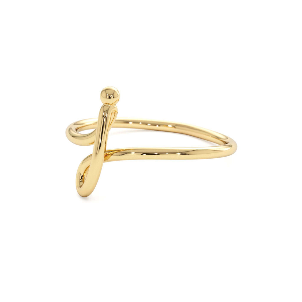 Minimalist Wire Letter Ring in 14K Gold — view 3