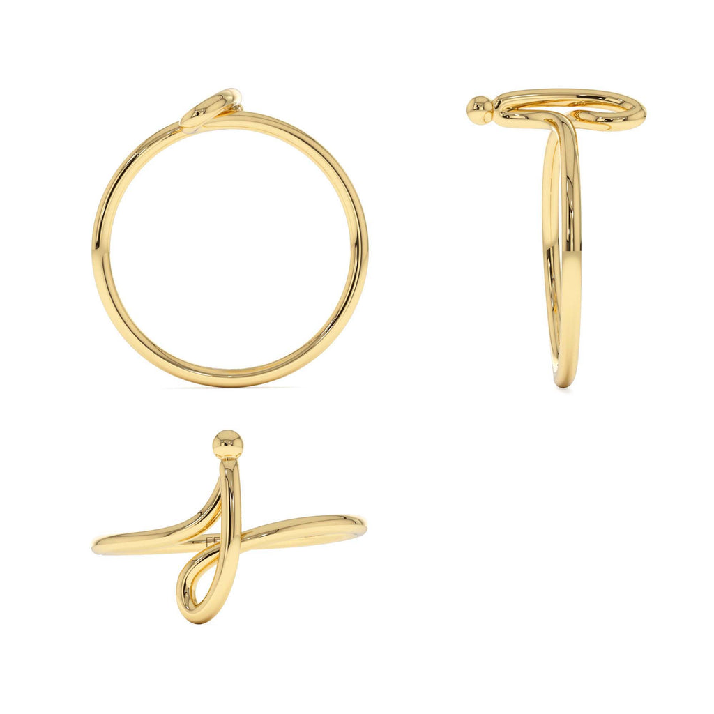 Minimalist Wire Letter Ring in 14K Gold — view 4