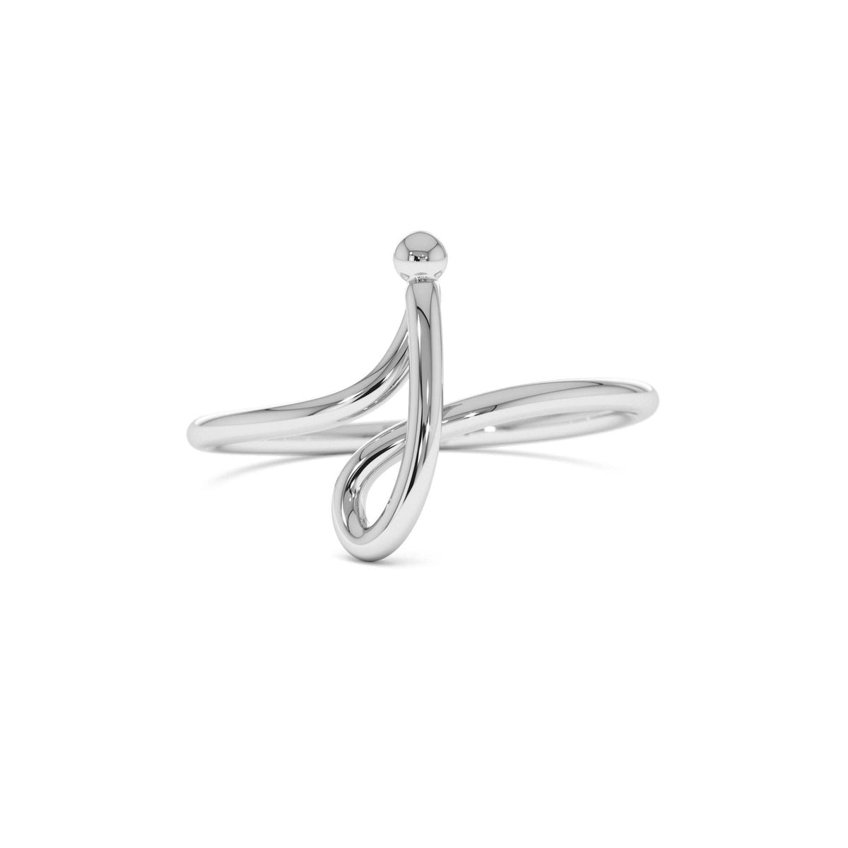 Minimalist Wire Letter Ring in 14K Gold — view 5