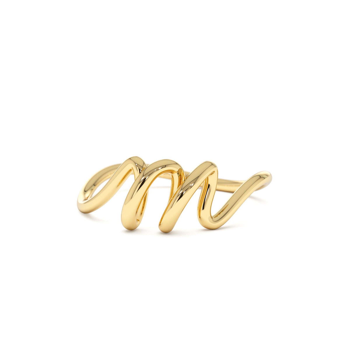 Minimalist Wire Letter Ring in 14K Gold — view 2