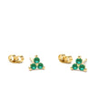 Tiny Trio Emerald Earrings in 14K Gold — view 1