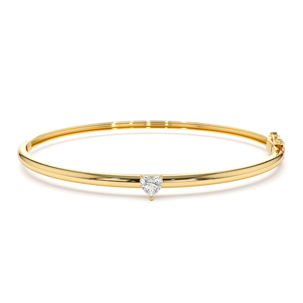 Heart Shape Diamond Solitaire Bangle in 14K Gold — view 1