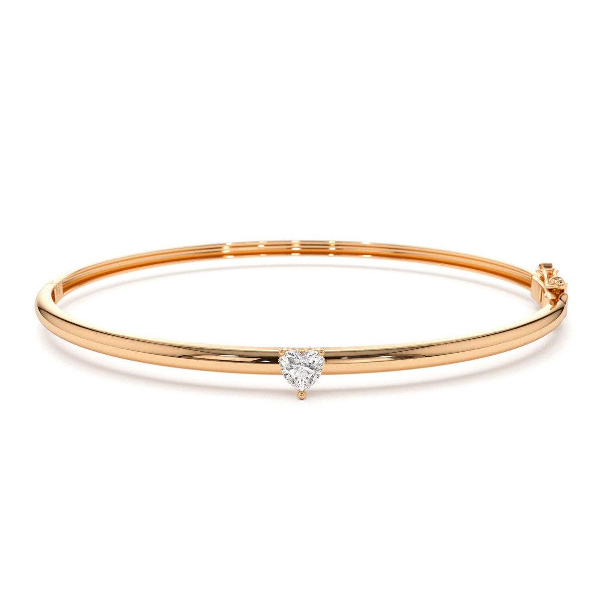 Heart Shape Diamond Solitaire Bangle in 14K Gold — view 5