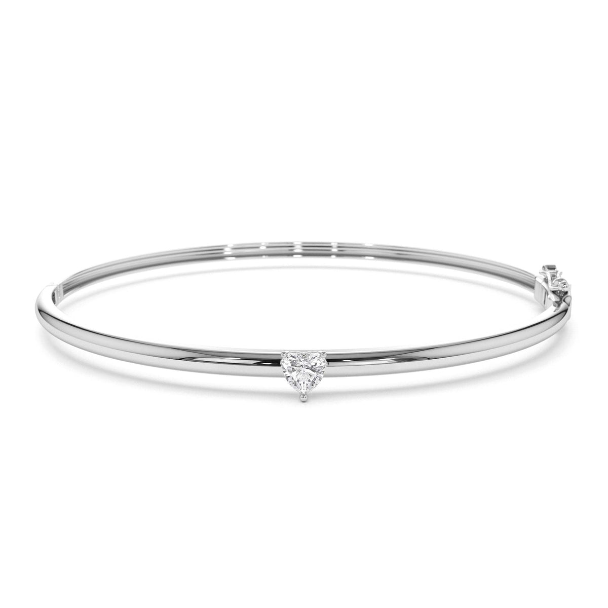Heart Shape Diamond Solitaire Bangle in 14K Gold — view 4