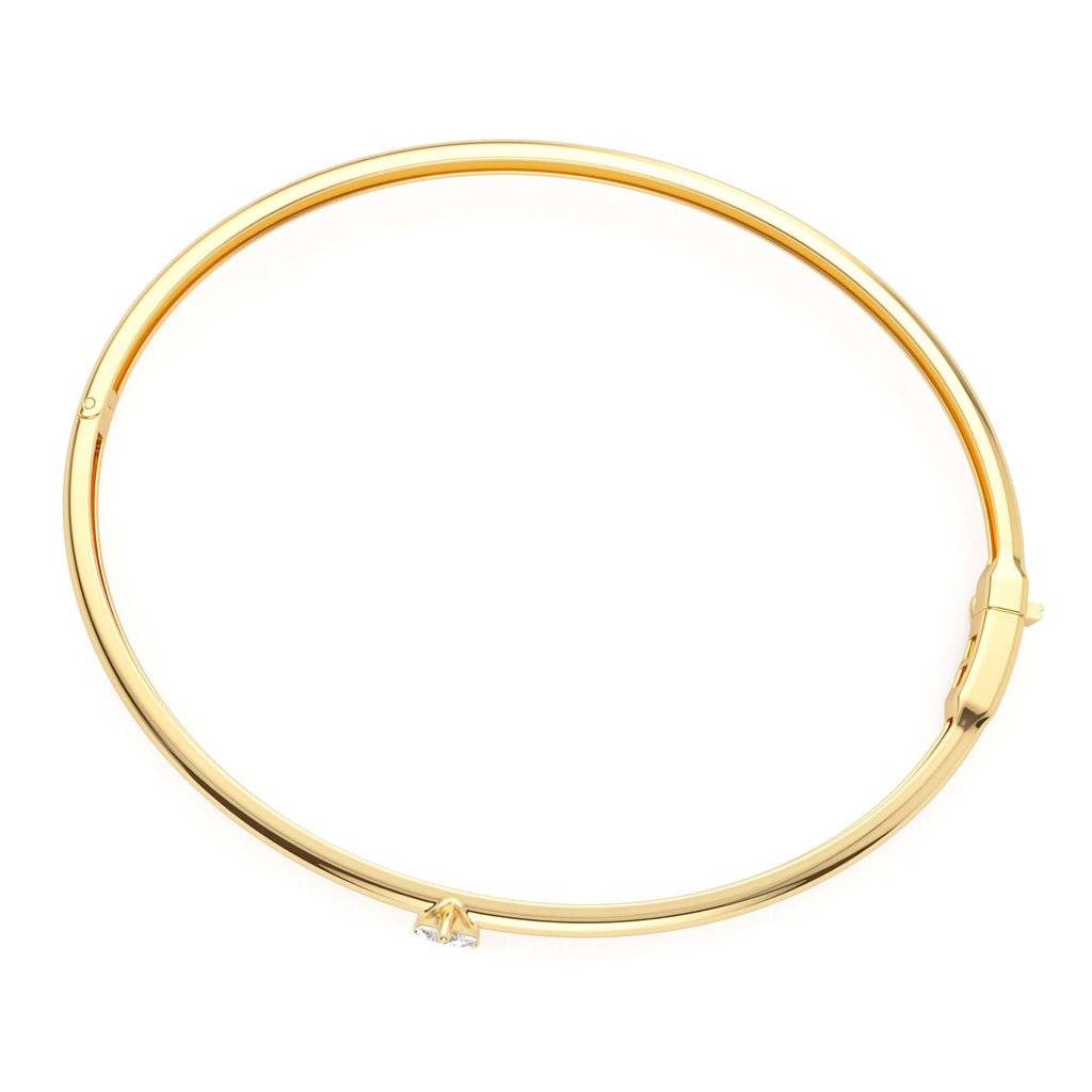 Heart Shape Diamond Solitaire Bangle in 14K Gold — view 2