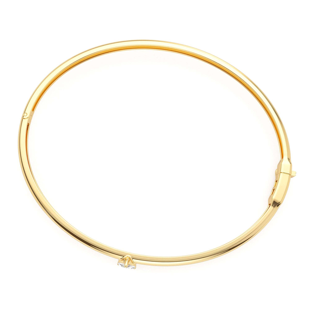 Heart Shape Diamond Solitaire Bangle in 14K Gold — view 2