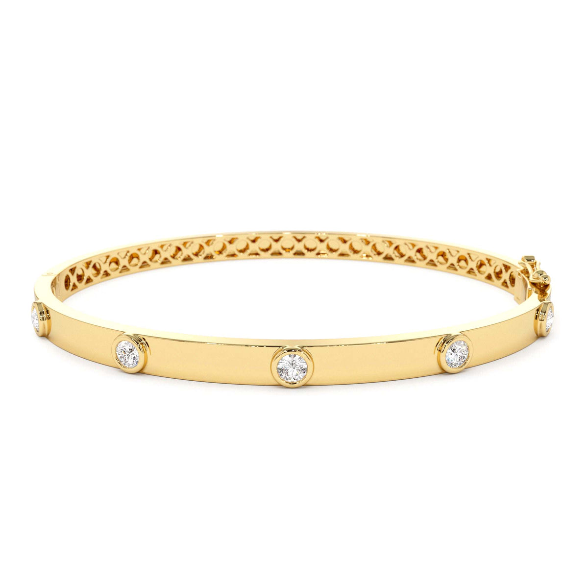 0.50Ct Round Diamond Bangle Bracelet in 14K Gold — view 1