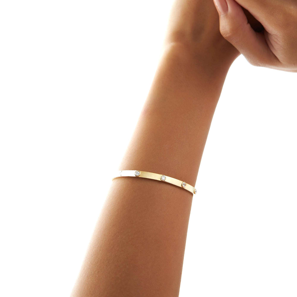 0.50Ct Round Diamond Bangle Bracelet in 14K Gold — view 6