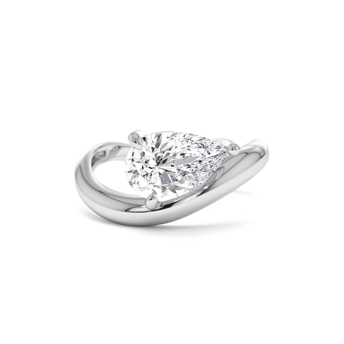 1.55 CTW Lab-Grown Pear Shaped Wave Diamond Engagement Ring in 14K Gold — view 4