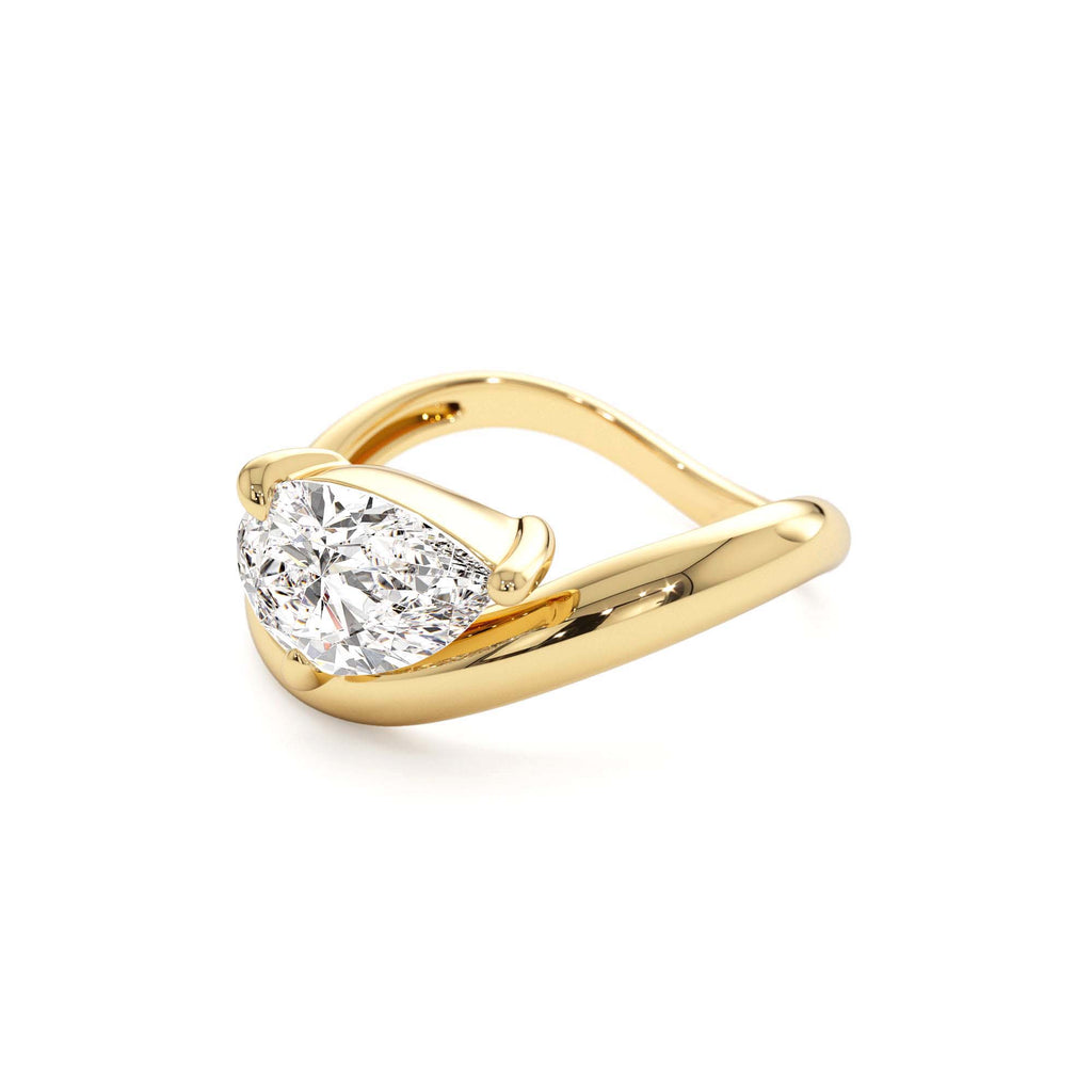 1.55 CTW Lab-Grown Pear Shaped Wave Diamond Engagement Ring in 14K Gold — view 2