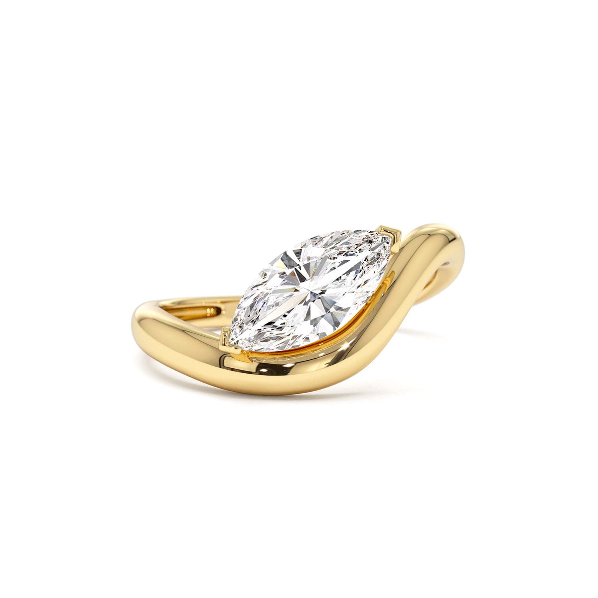 1.00 CTW Marquise Shaped Sleek Design Lab-Grown Engagement Ring in 14K Gold — view 1