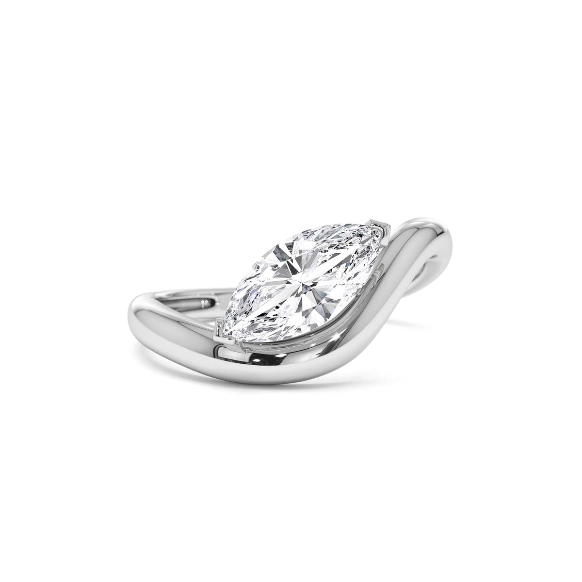 1.00 CTW Marquise Shaped Sleek Design Lab-Grown Engagement Ring in 14K Gold — view 4