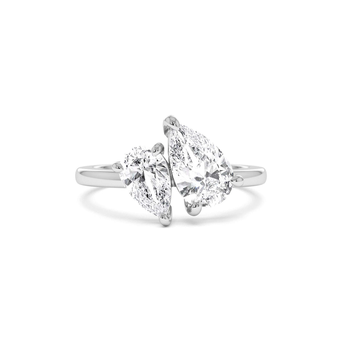 2.05 CTW Toi et Moi Pear Shaped Lab-Grown Diamond Ring in 14K Gold — view 4
