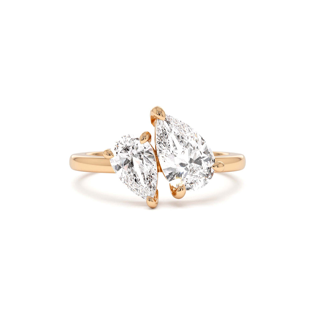 2.05 CTW Toi et Moi Pear Shaped Lab-Grown Diamond Ring in 14K Gold — view 5