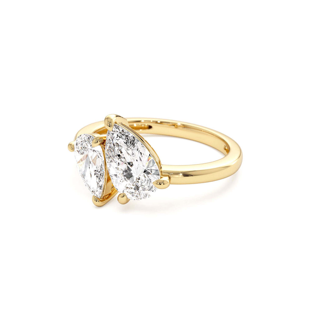 2.05 CTW Toi et Moi Pear Shaped Lab-Grown Diamond Ring in 14K Gold — view 2