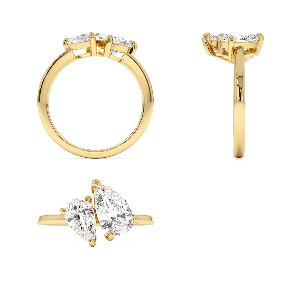 2.05 CTW Toi et Moi Pear Shaped Lab-Grown Diamond Ring in 14K Gold — view 3