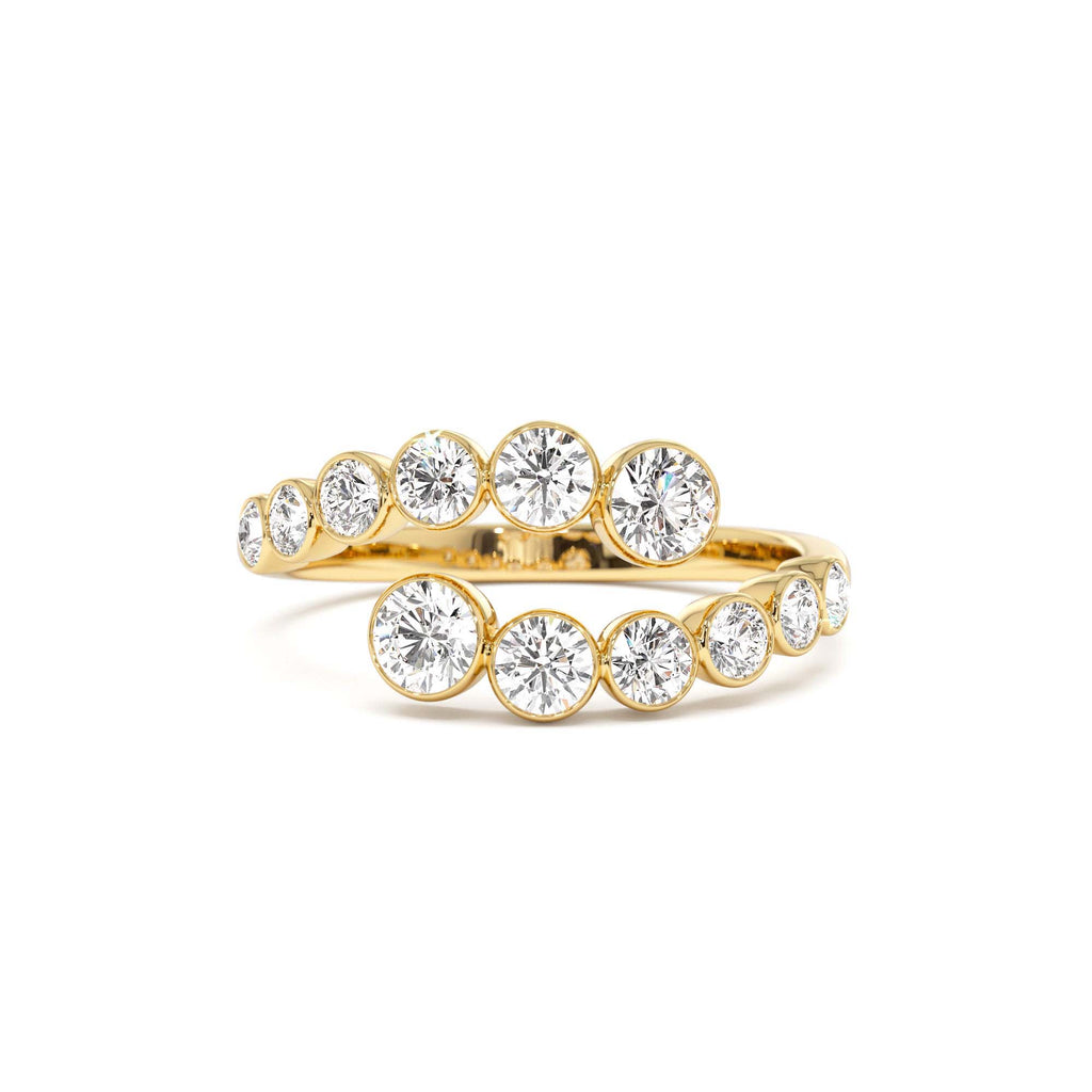 Bypass Curve Bezel Setting Diamond Ring in 14K Gold — view 1
