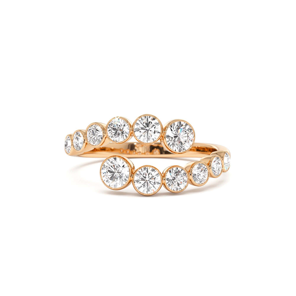 Bypass Curve Bezel Setting Diamond Ring in 14K Gold — view 5