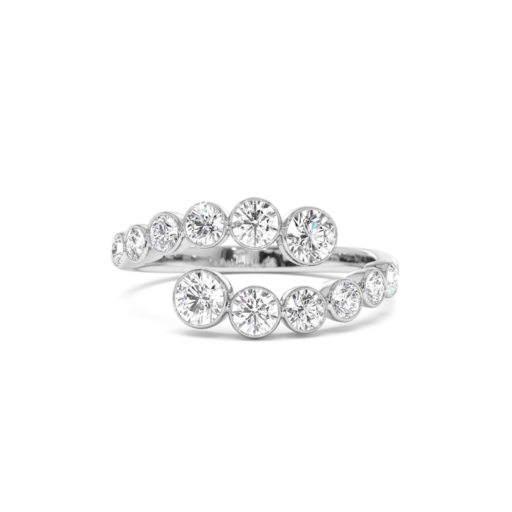 Bypass Curve Bezel Setting Diamond Ring in 14K Gold — view 4