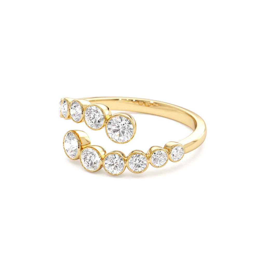 Bypass Curve Bezel Setting Diamond Ring in 14K Gold — view 2