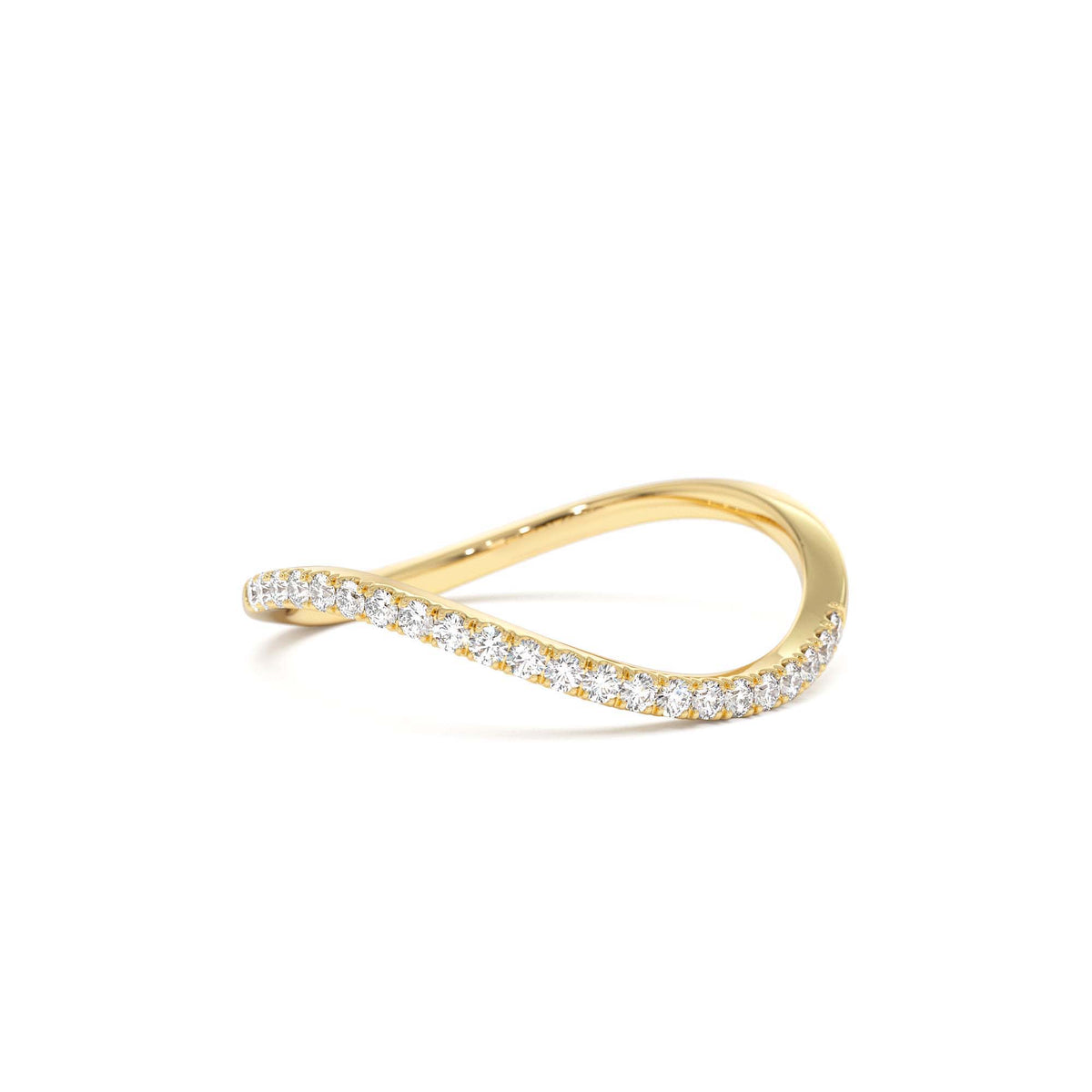 Waive Design Micro Pave Diamond Ring in 14K Gold — view 1