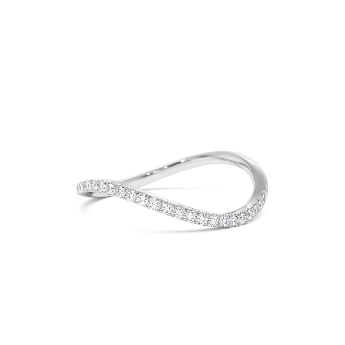 Waive Design Micro Pave Diamond Ring in 14K Gold — view 3