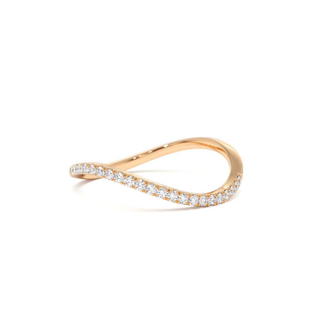 Waive Design Micro Pave Diamond Ring in 14K Gold — view 4