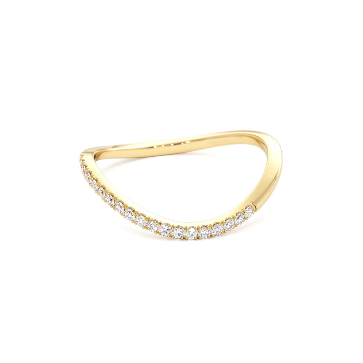 Waive Design Micro Pave Diamond Ring in 14K Gold — view 2