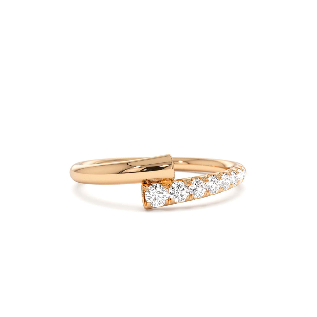 Bypass Gold & Pave Diamond Ring in 14K Gold — view 5