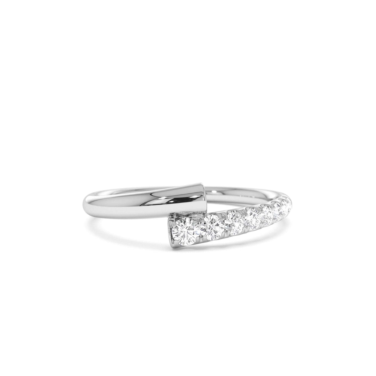 Bypass Gold & Pave Diamond Ring in 14K Gold — view 4