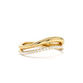 Double Ring Waive Design Diamond Ring in 14K Gold — view 1