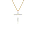Single Shared Prong Diamond Cross in 14K Gold — view 1