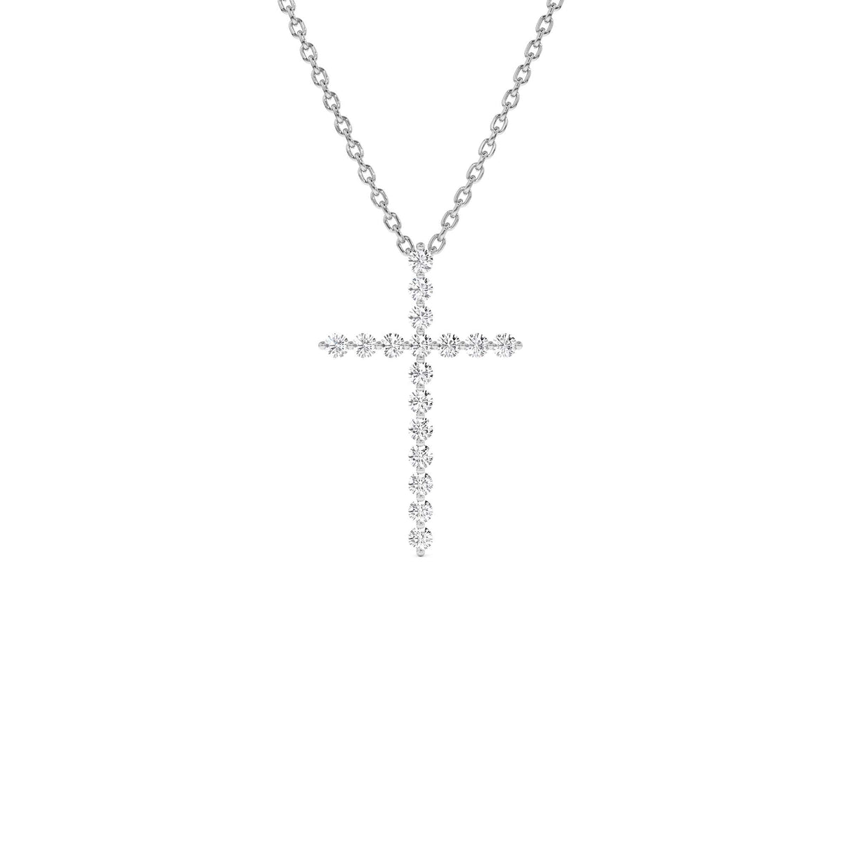 Single Shared Prong Diamond Cross in 14K Gold — view 3