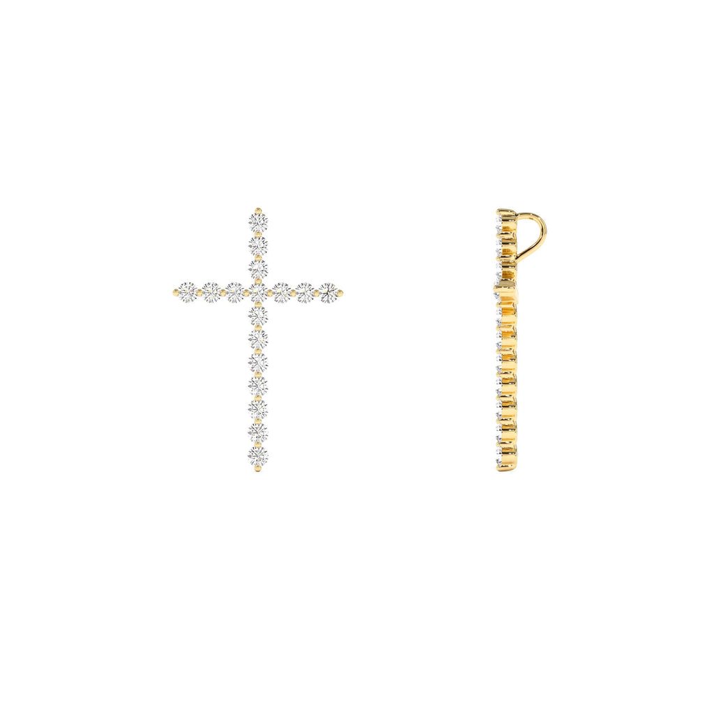 Single Shared Prong Diamond Cross in 14K Gold — view 2