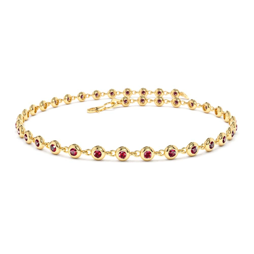 Bezel Set Ruby Tennis Bracelet in 14K Gold — view 1