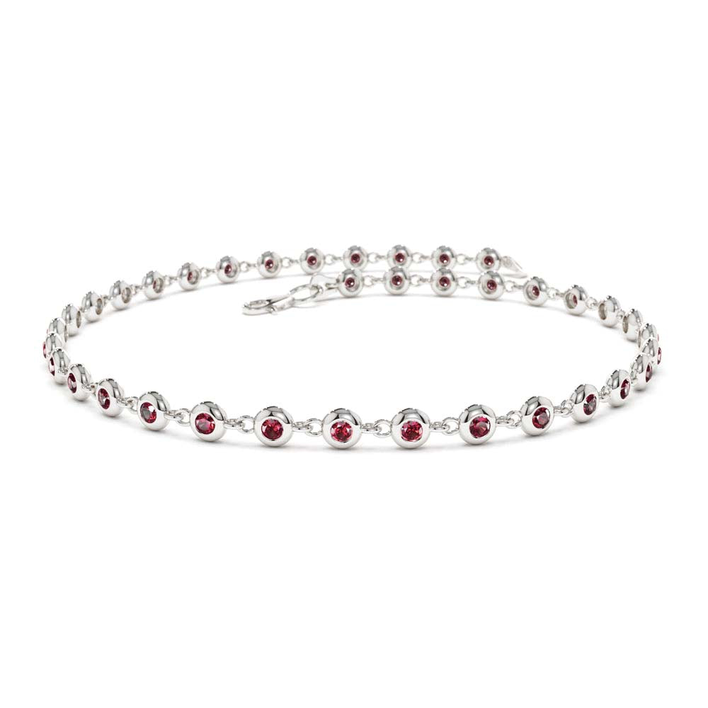 Bezel Set Ruby Tennis Bracelet in 14K Gold — view 4