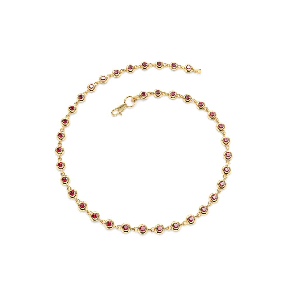 Bezel Set Ruby Tennis Bracelet in 14K Gold — view 2