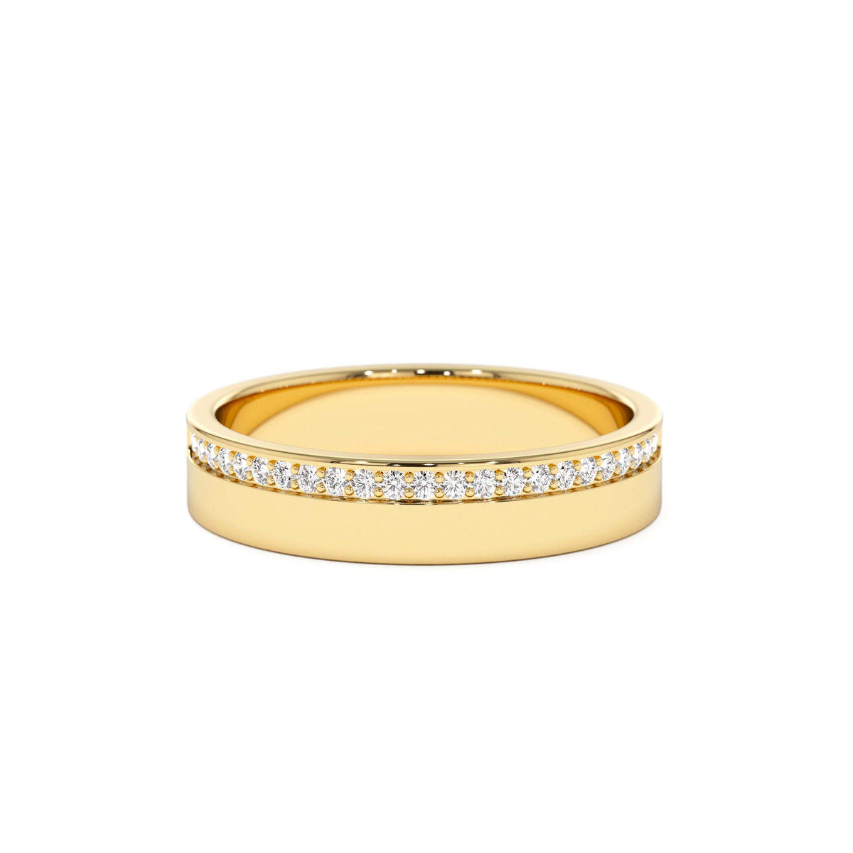 4MM Half Eternity Diamond Wedding Band in 14K Gold — view 1