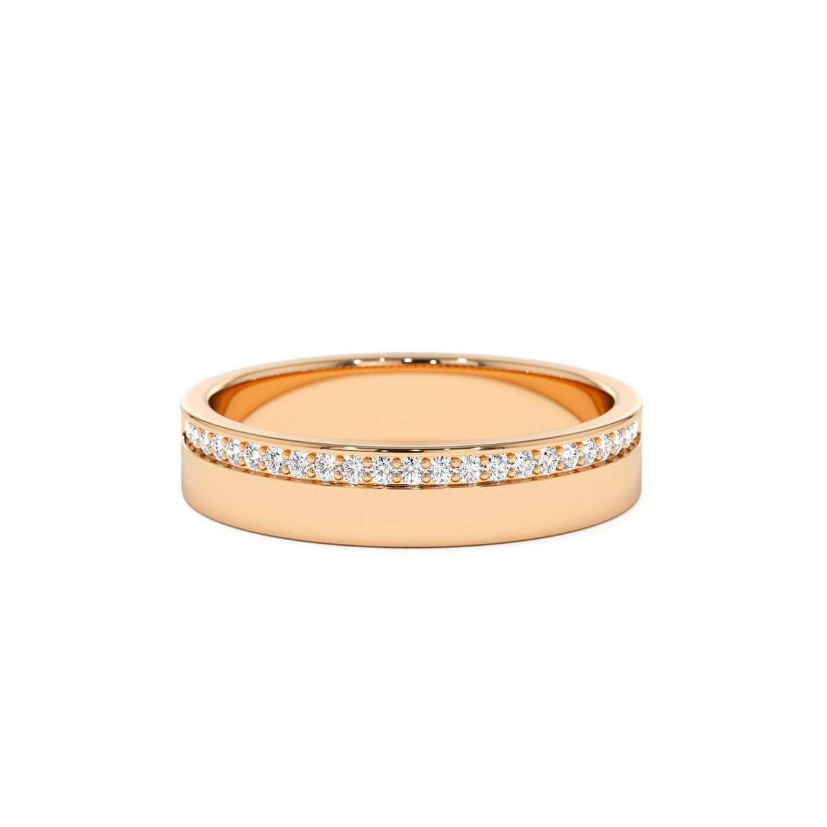 4MM Half Eternity Diamond Wedding Band in 14K Gold — view 5