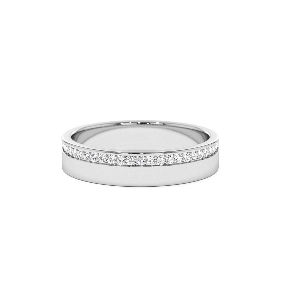 4MM Half Eternity Diamond Wedding Band in 14K Gold — view 4