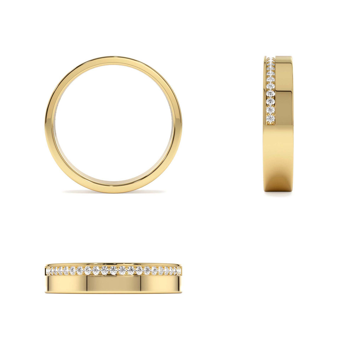 4MM Half Eternity Diamond Wedding Band in 14K Gold — view 3