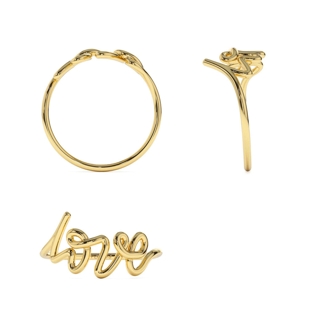 Script Love Ring in 14K Gold — view 3