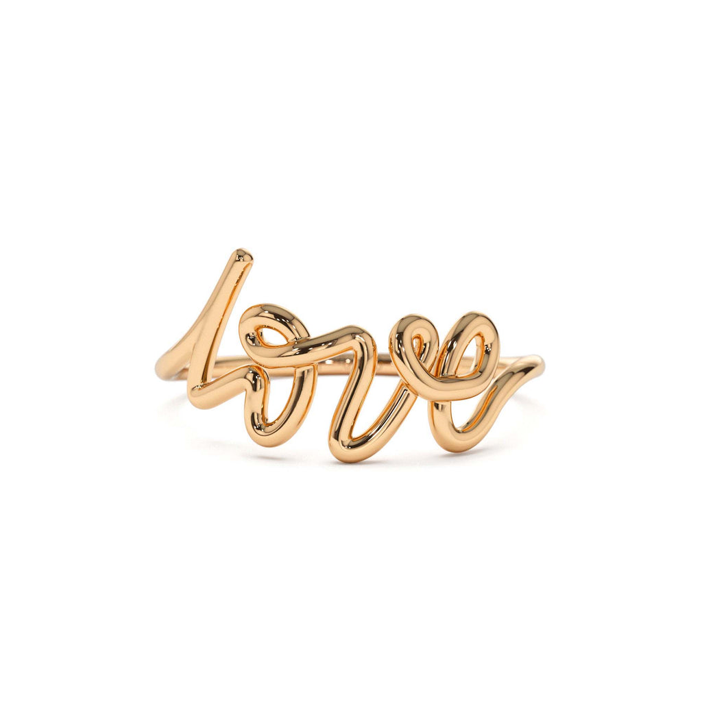 Script Love Ring in 14K Gold — view 5