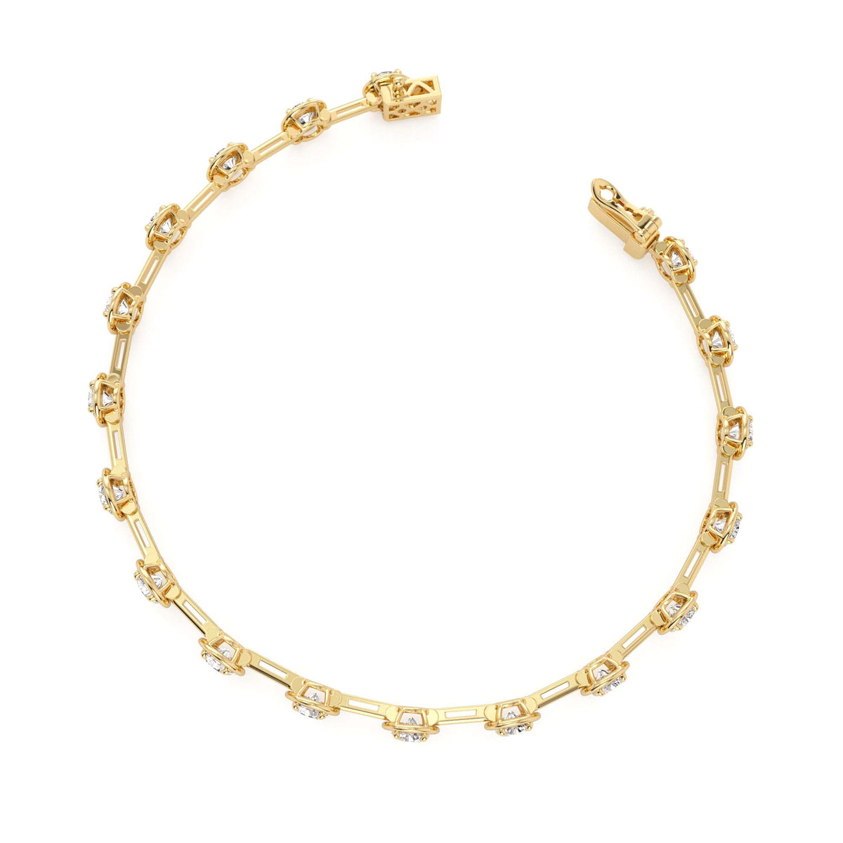 3.60 CTW Round Lab-Grown Diamond Bar Bracelet in 14K Gold — view 2