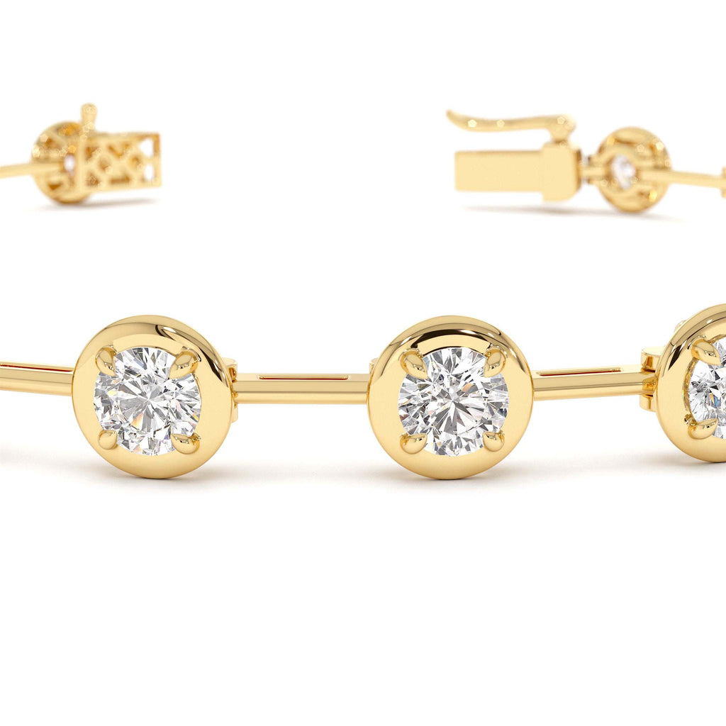 3.60 CTW Round Lab-Grown Diamond Bar Bracelet in 14K Gold — view 3